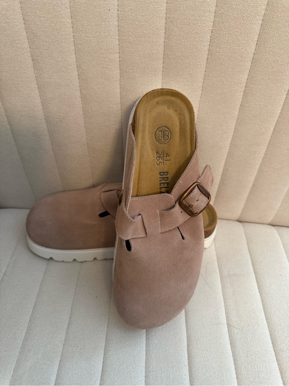Brella Women's Suede Slip-On Clogs in Dusty Rose